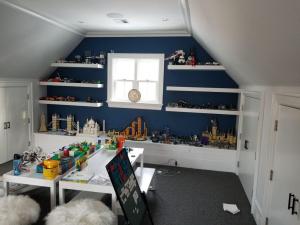 Bench and Floating Shelves